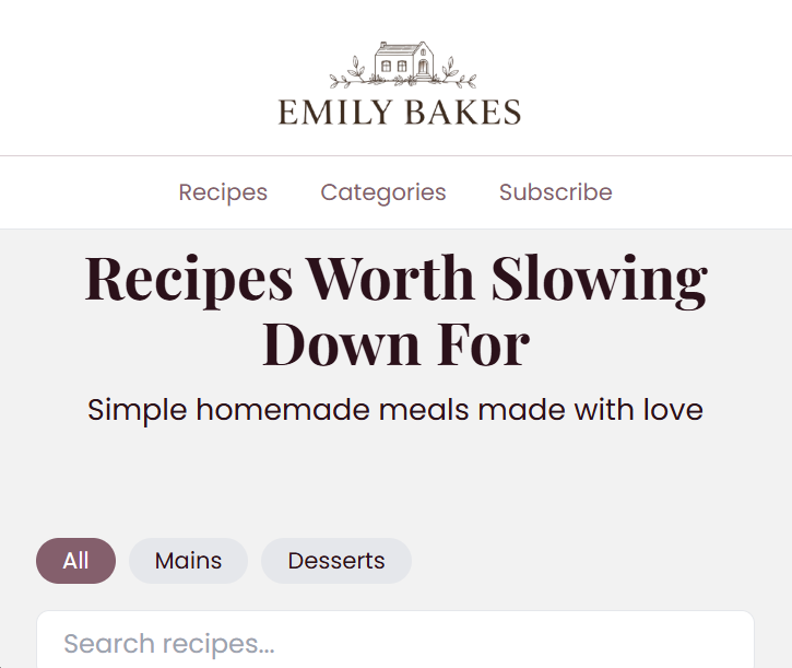 Emily Bakes Website